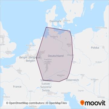 Схема покрытия компании DB Fernverkehr AG (Поезд)
