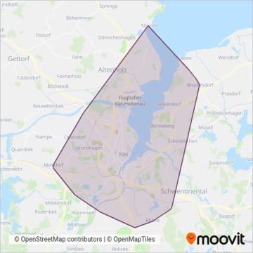 Схема покрытия компании Kieler Verkehrsgesellschaft mbH