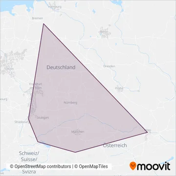 Схема покрытия компании Österreichische Bundesbahnen