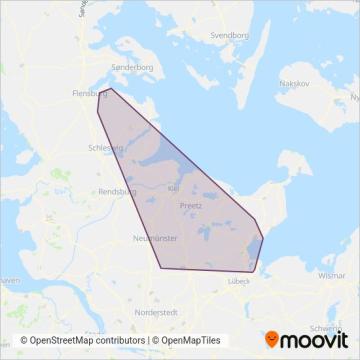 Схема покрытия компании Autokraft Kiel GmbH Anrufverkehre