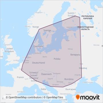 Схема покрытия компании FlixBus-de