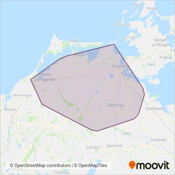 Схема покрытия компании Verkehrsgesellschaft Vorpommern-Rügen (Поезд)