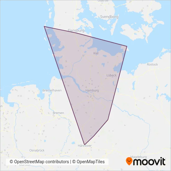 DB Regio AG Nord (Bus) coverage area map