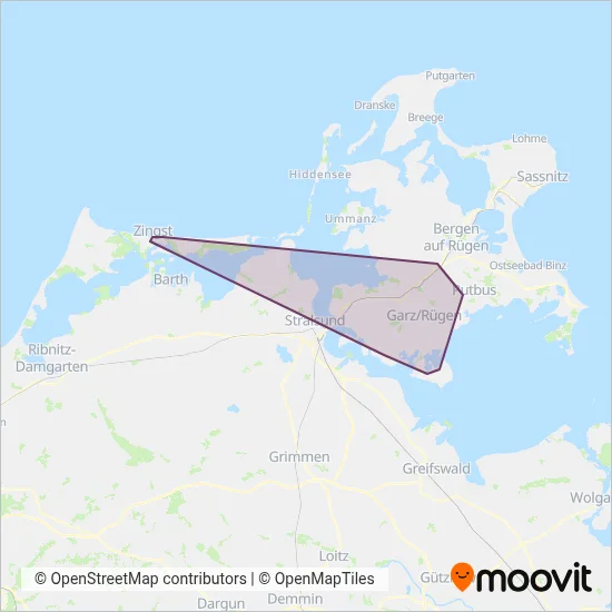 Verkehrsgesellschaft Vorpommern-Rügen (Tram) coverage area map