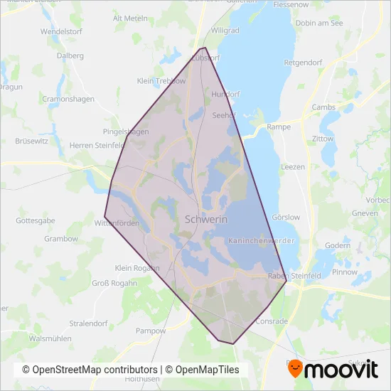 Nahverkehr Schwerin (Bus) coverage area map