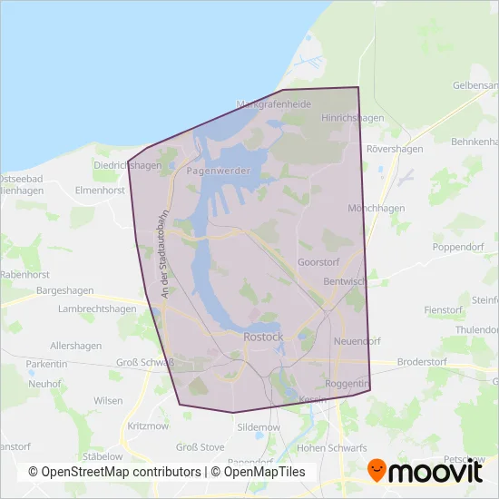 Rostocker Straßenbahn AG (Bus) coverage area map