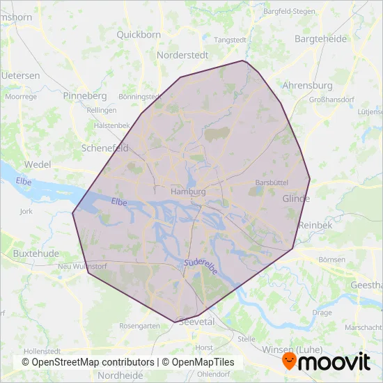 Hamburger Hochbahn (Bus) coverage area map