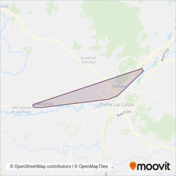 Mapa del área de cobertura de Transportes Línea Número Dos Limitada