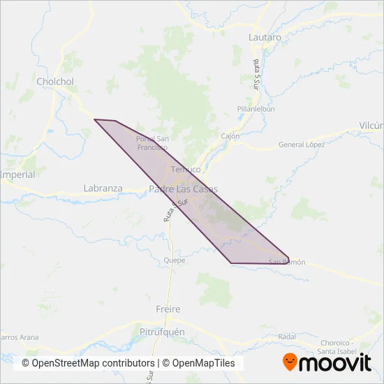 Transp. P.De Valdivia-P.Las Casas Ltda. Nº3 coverage area map