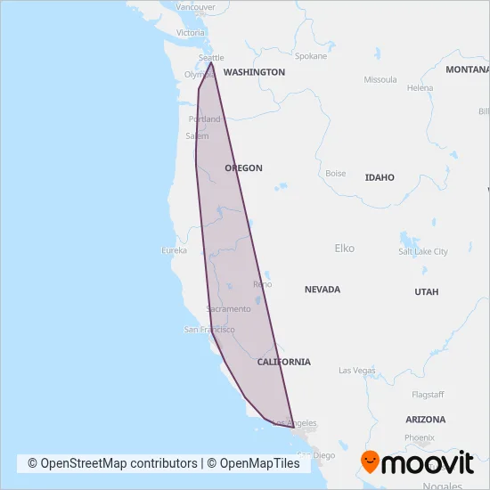 Amtrak coverage area map