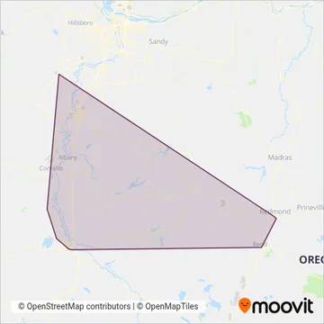 Pacific Crest Bus Lines coverage area map