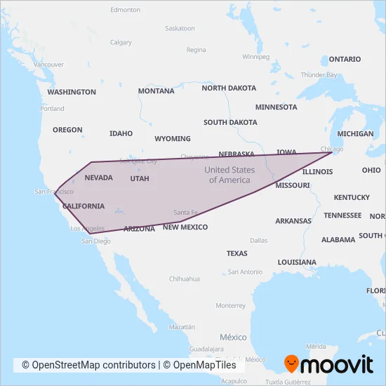 Amtrak coverage area map