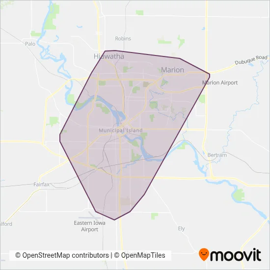 Cedar Rapids Transit coverage area map