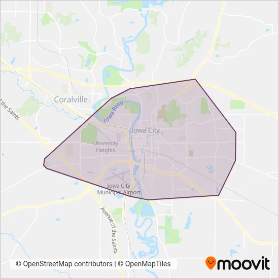 Iowa City Transit System coverage area map