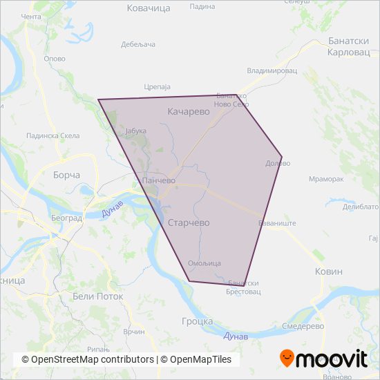 Pantransport Pančevo - Gradski Prevoz coverage area map