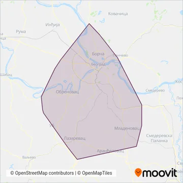 GSP Beograd (Bus) coverage area map