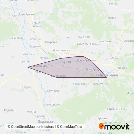 Niš-ekspres mapa pokrivenosti
