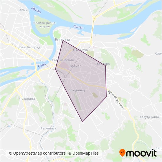 GSP Beograd - Dnevne Linije coverage area map