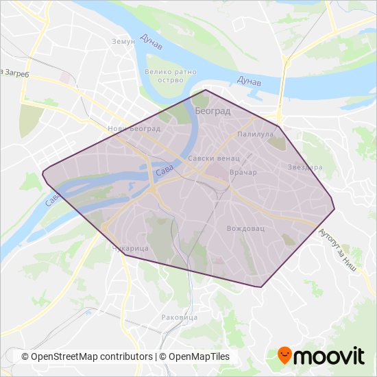 GSP Beograd - Dnevne Linije coverage area map
