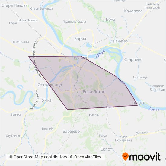 GSP Beograd - Noćne Linije coverage area map