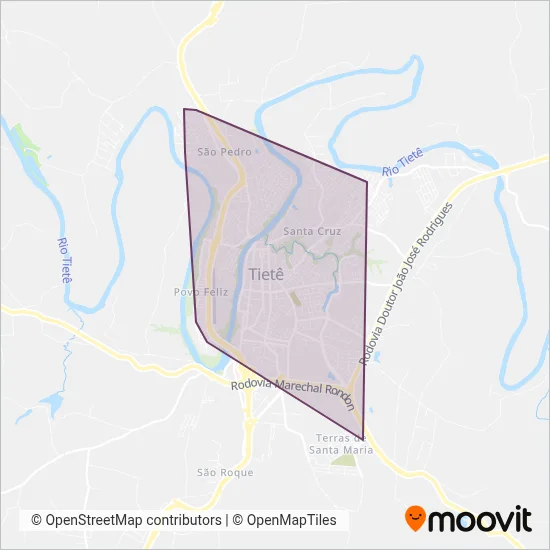 Viação Tieteense coverage area map