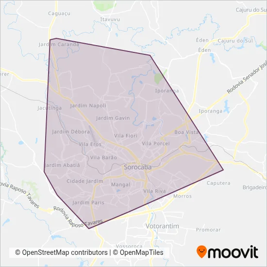 BRT Sorocaba coverage area map