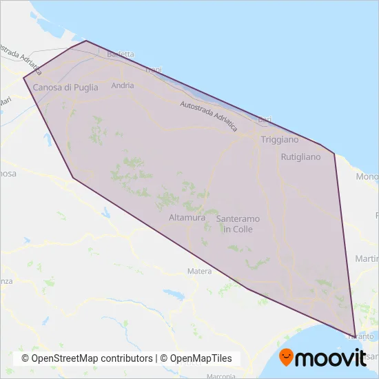 Area coperta dal servizio di S.T.P. Bari s.p.a.