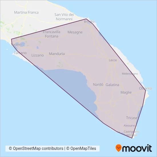 Terra d'Otranto Transit coverage area map