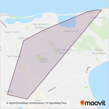 Ferrovie del Gargano (Rail) coverage area map