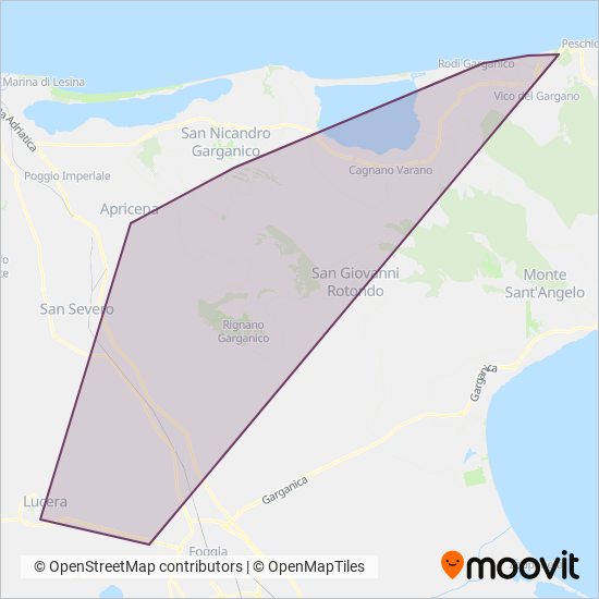 Ferrovie del Gargano coverage area map