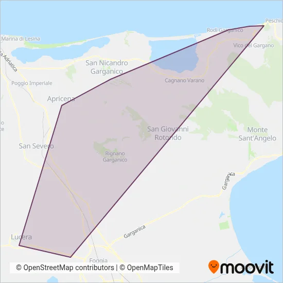 Gargano Railways (Rail) coverage area map