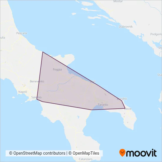 Trenitalia (Rail) coverage area map