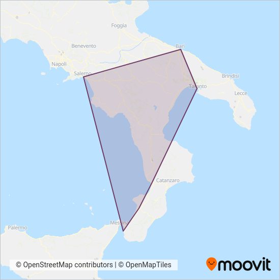 Trenitalia coverage area map