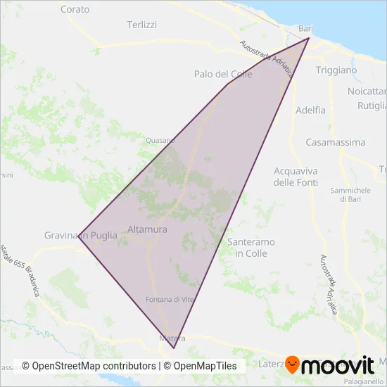 Apulia-Lucania Railways (Rail) coverage area map