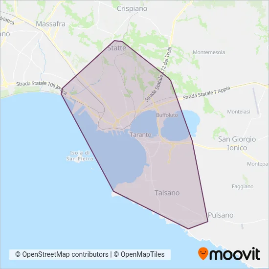 Area coperta dal servizio di KYMA MOBILITA'