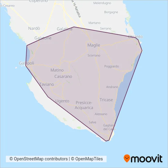 Area coperta dal servizio di Chiriatti Viaggi s.r.l.