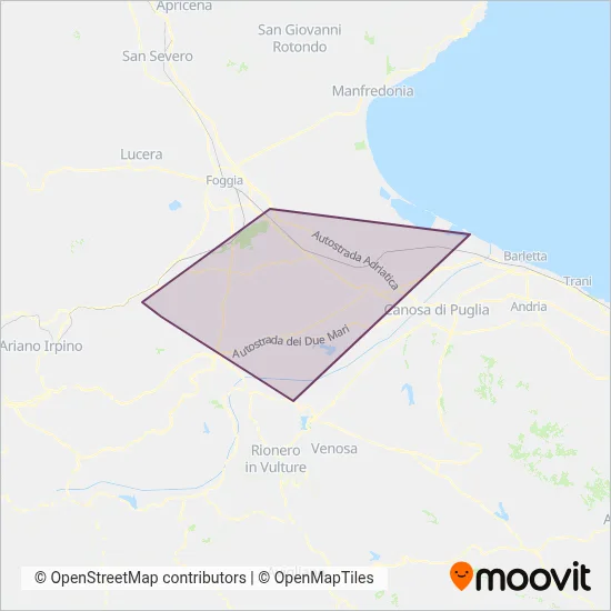 Area coperta dal servizio di Autoservizi Tommasulo S.R.L.