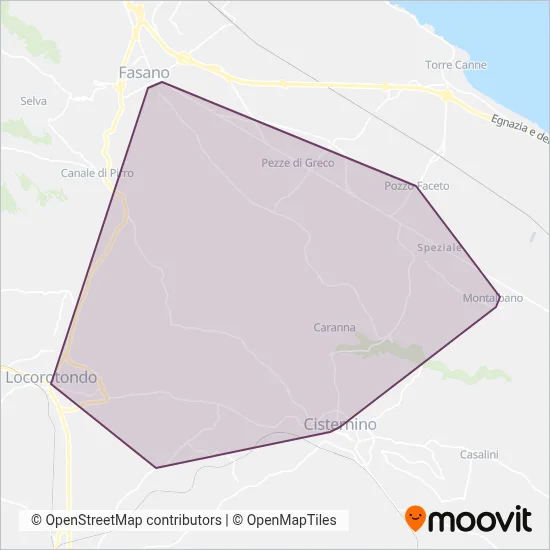 Area coperta dal servizio di Autolinee  Lorusso s.r.l.