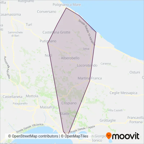 Area coperta dal servizio di Autolinee Lentini