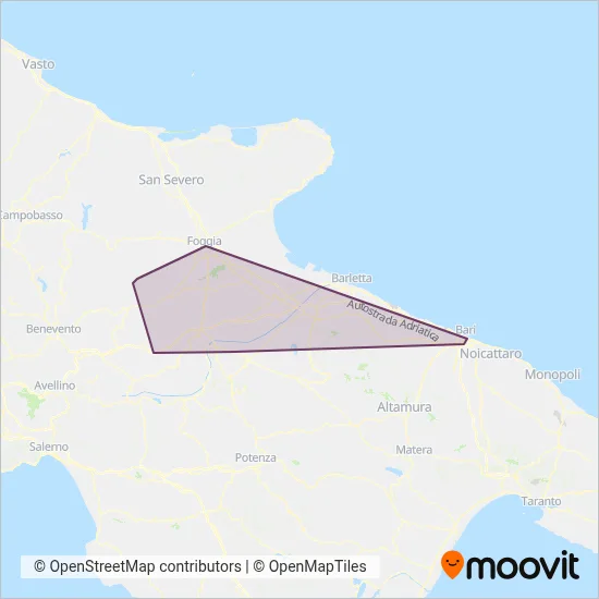 Area coperta dal servizio di Metauro Bus s.r.l