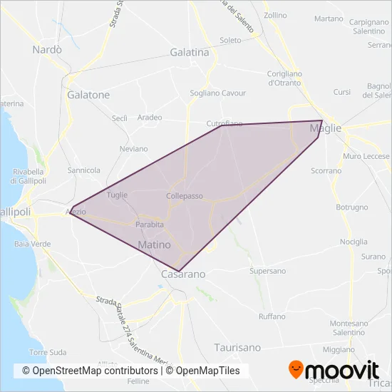 Area coperta dal servizio di Autolinee Flli Blanco