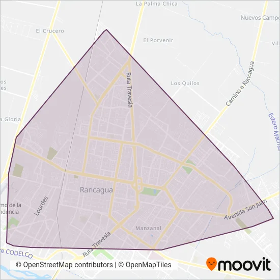 Mapa del área de cobertura de Buses Manzanal A.G.T.