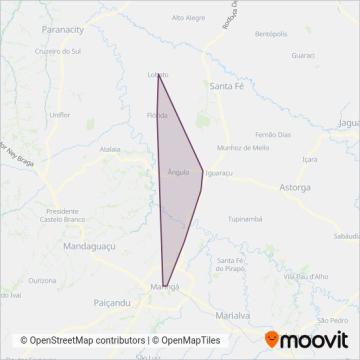 Mapa da área de cobertura da Luidy Tur (Rodoviário)