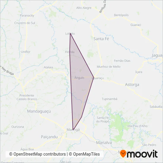 Mapa da área de cobertura da Luidy Tur (Rodoviário)