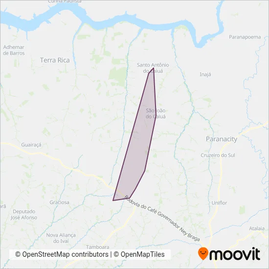 Mapa da área de cobertura da Valtur (Rodoviário)