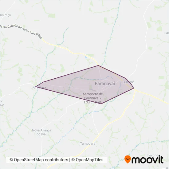 Mapa da área de cobertura da Viação Cidade de Paranavaí (Paranavaí)
