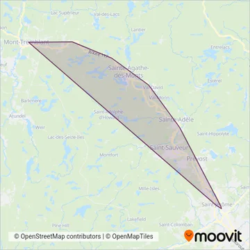 Carte de la zone de couverture de L'Inter des Laurentides