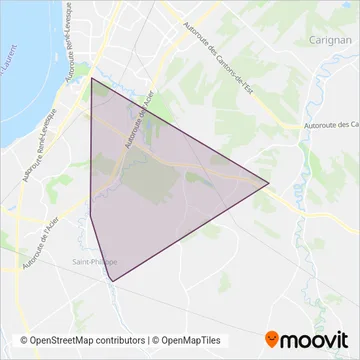Carte de la zone de couverture de exo-Le Richelain