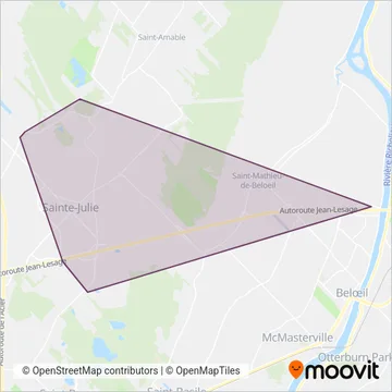Carte de la zone de couverture de exo-Sainte-Julie