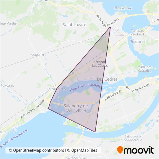 Taxibus Salaberry-de-Valleyfield coverage area map